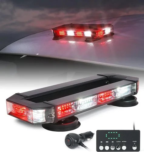 Vista 9 de LUMENIX Barra de luces estroboscópicas de baliza para techo, barra de luces LED ámbar de seguridad de tráfico de emergencia con base magnética