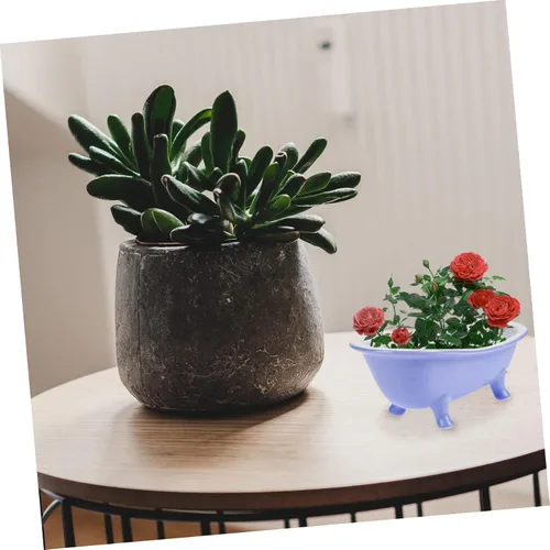 Vista 7 de Maceta de cerámica con forma de bañera, bonita maceta para suculentas para jardinería interior, maceta decorativa para estante de baño, maceta única
