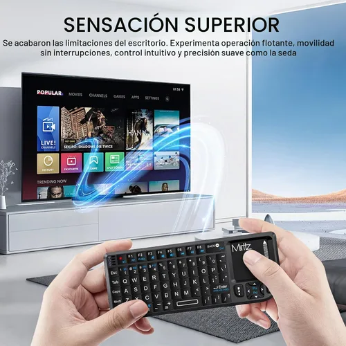 Vista 3 de Mini Teclado Inalámbrico, Mini Teclado Bluetooth con Panel Táctil Sensible, 2.4G/Bluetooth 5.1 Modo Dual Recargable Portátil, para Smart