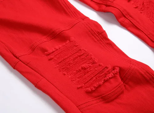 Vista 7 de Jeans ajustados para hombre, pantalones de mezclilla elásticos rasgados