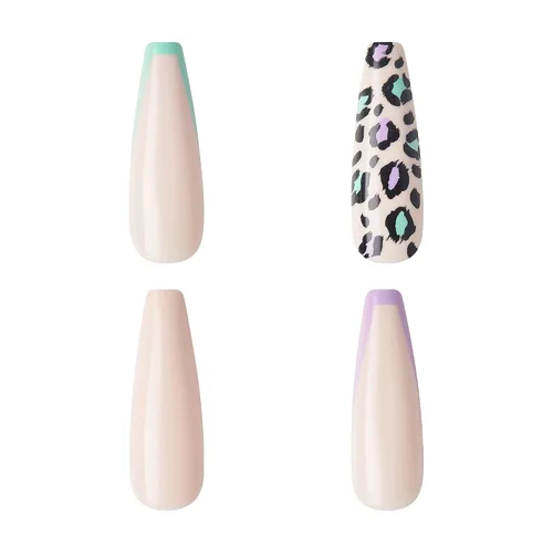 Vista 6 de Gold Finger - Kit de uñas postizas de cobertura completa con pegamento, diseño moderno, gel listo para usar, uñas medianas, largas y extralargas