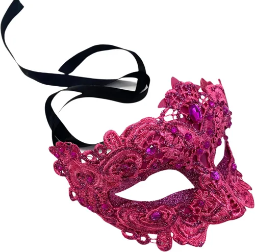Vista 8 de MASQ Par de máscaras de encaje brocado para mascarada, Mardi Gras, cumpleaños, graduación, boda, fiesta Bk Lace W Pluma