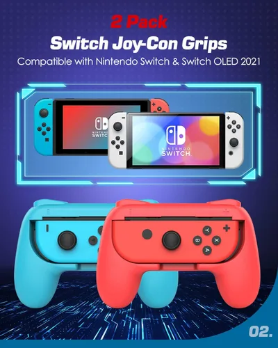 Vista 4 de MoKo Grip para Nintendo Switch OLED modelo Joycon & Switch Joy-Con, paquete de 2 Kit de mango ergonómico de agarre de mano compatible con Nintendo