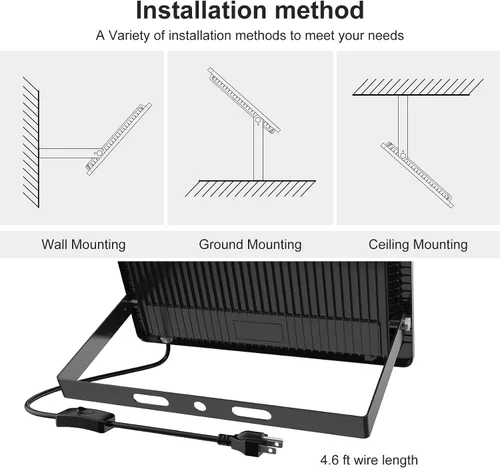 Vista 7 de Luz de inundación LED de 150 W, IP66, impermeable, para exteriores, 15000 lm, 5000 K, luz de trabajo con enchufe e interruptor, luces de seguridad