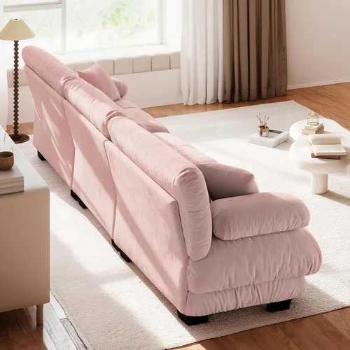 Vista 85 de Sofá Seccional Modular Extragrande de 93.7 pulgadas, Sofá de Dos Plazas Cloud Couch con Almohadas y Cojín Extra Grueso para Sala de Estar, Cine