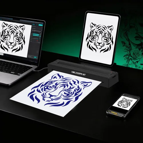 Vista 3 de Máquina de impresión de plantillas de tatuajes para tatuajes, impresora térmica portátil Bluetooth de transferencia de tatuajes para artistas