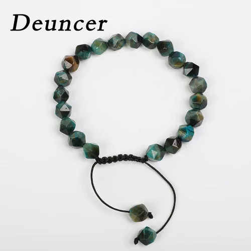 Vista 2 de Pulsera ajustable unisex con cuentas de cristal de ágata natural de 0.315in