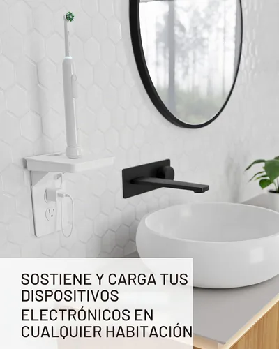 Vista 3 de Estante Echogear para tomas estándar - Almacenamiento de cables integrado y espacio para enchufes voluminosos - Instalación rápida con herrajes