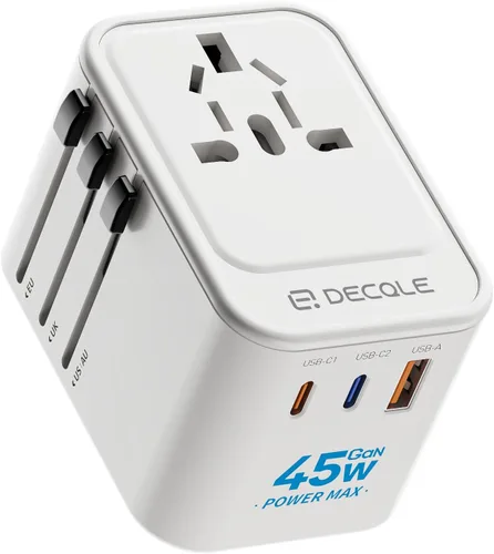 Vista 24 de Adaptador de viaje universal, adaptador de enchufe de viaje internacional con 2 puertos USB-C y 2 puertos USB-A, con toma de corriente AC adicional
