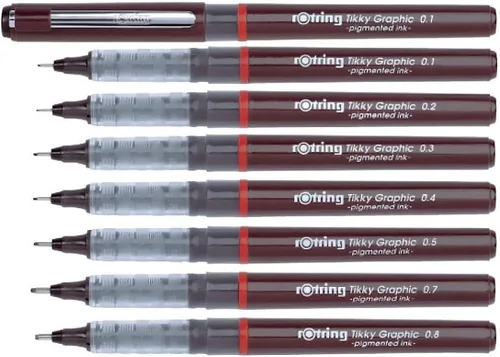 Vista 4 de rOtring Tikky 1904752 - Bolígrafo gráfico de punta de fibra de 0.01 in, tinta negra
