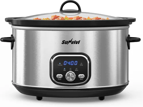 Vista 12 de Sunvivi Olla de cocción lenta de 3 cuartos de galón y mini calentador de alimentos con 3 ajustes de calefacción, olla de cerámica extraíble, tapa