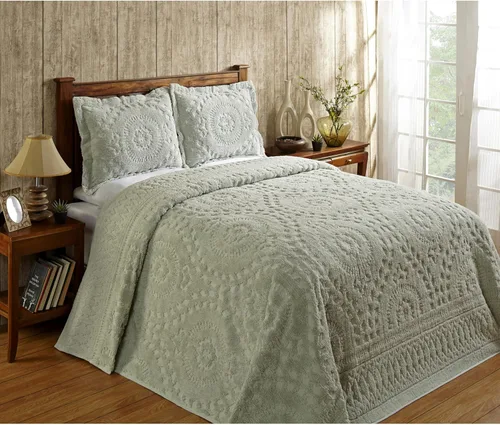 Vista 20 de Better Trends 1 colcha de chenilla tamaño matrimonial/doble, ropa de cama de chenilla 100% algodón, patrón de medallón ligero, decoración