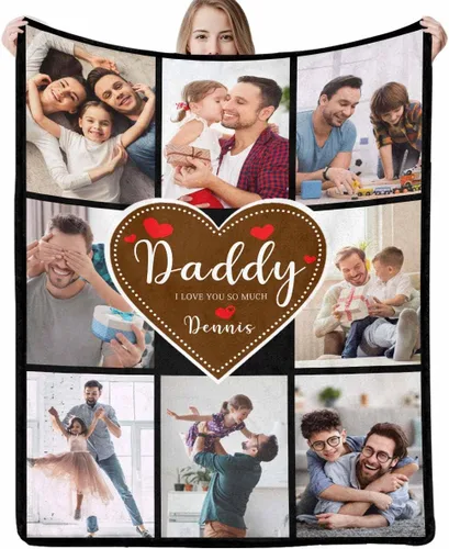 Vista 27 de Manta personalizada para papá abuelo, regalo de manta personalizada para el día del padre, manta personalizada con foto para papá, regalo