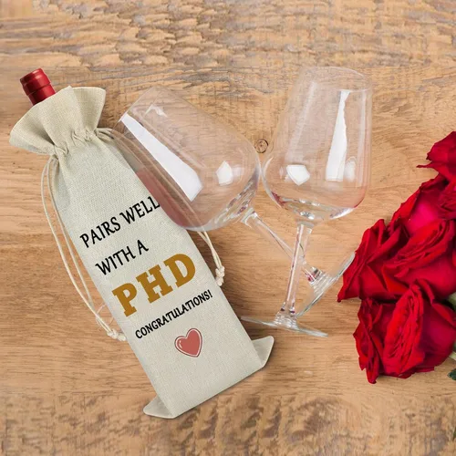 Vista 5 de PHD - Regalo de graduación, regalo de graduación, bolsa de vino para hijo e hija, bolsa de vino con cordón, regalo de felicitaciones