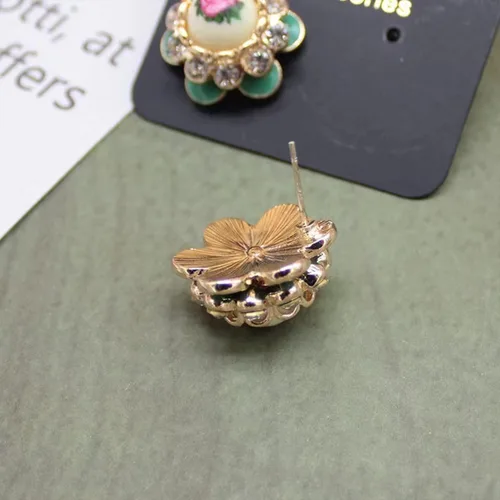 Vista 4 de Aretes de tuerca clásicos con diseño de rosa esmaltada, estilo elegante, diseño de rosa 3D, hipoalergénicos, para mujer