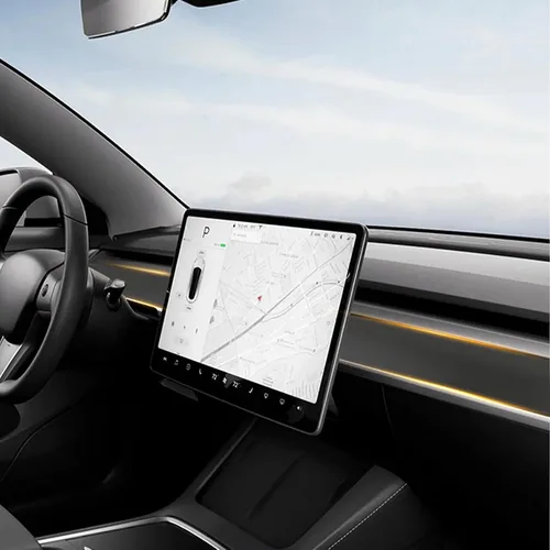 Vista 6 de Cubierta de salpicadero y moldura de puerta para Tesla Model Y/3 Matte black ABS interior trim wrap for 2019-2023 Model Y & 2021-2023 Model 3