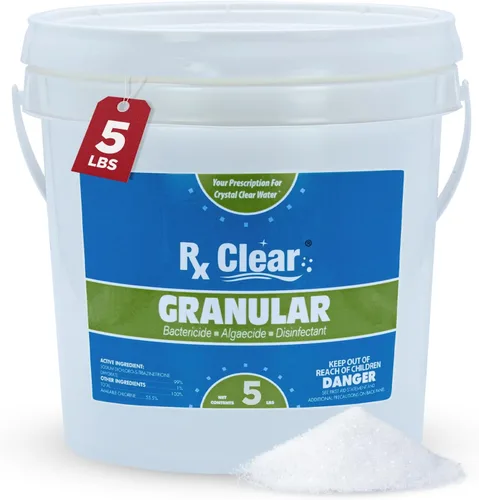 Vista 12 de Rx Clear Cloro granular para piscina de 2 libras Uso como bactericida, algicida y desinfectante en piscinas, jacuzzis y spas Estabilizado