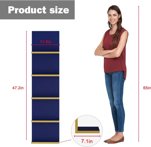 Vista 2 de Estantes de pared de 5 niveles con luz LED, estante de columna vertical, almacenamiento flotante, organizador de decoración del hogar, estante