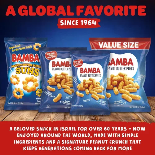 Vista 6 de Bamba - Soplos de mantequilla de maní, Kosher, sin azúcar, bolsas de 0.7 onzas (paquete de 24)