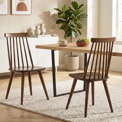 Vista 12 de DUHOME Juego de 2 Sillas de Comedor de Madera Silla de Comedor Husillo Negro Lateral Cocina Habitación Sillas de Granja Campestre Negro