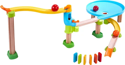 Vista 3 de HABA Kullerbu Traffic Jam Ball Track Juego de 33 piezas con embudo