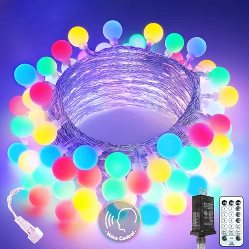 Vista 11 de LORRYTE Luces de Navidad marroquíes para exteriores operadas por batería, 60 LED de 36 pies, luces de globo de hadas con 8 modos de iluminación