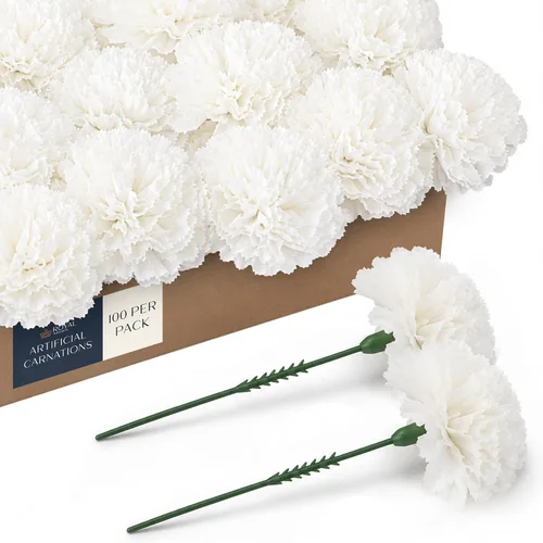 Vista 15 de Royal Imports Flores artificiales de clavel para bodas - Verde100pk