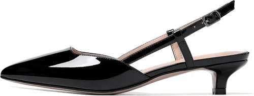 Vista 2 de WAYDERNS Zapatos de tacón bajo con correa de tobillo y puntera puntiaguda para mujer, 1.5 pulgadas