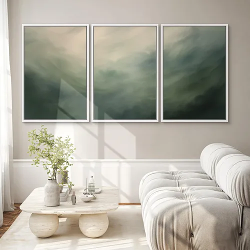 Vista 386 de SIGNWIN Lienzo enmarcado para pared, juego de arte neutro de bosque brumoso, ilustraciones en tono tierra, arte moderno, decorativo, bohemio