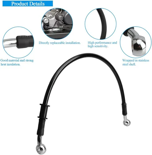 Vista 3 de Línea de freno de motocicleta, tubo de aceite de embrague hidráulico universal de 15.75 pulgadas, accesorios trenzados de acero inoxidable