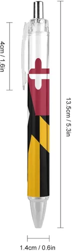 Vista 2 de Bolígrafo con la bandera del estado de Estados Unidos y Maryland, bolígrafo retráctil de tinta azul, bolígrafo de trabajo para hombres y mujeres, 4