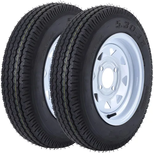 Vista 14 de Neumáticos y Llantas de Remolque ST175/80D13 175 80 13, 5 Pernos en 4.5", Rueda de Radios Blancos Rango de Carga C, 6 Capas, Juego de 2