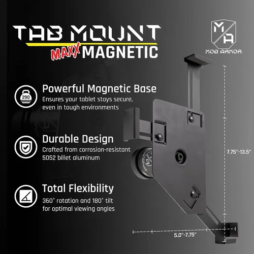 Vista 3 de Mob Armor Tab Mount Maxx - Soporte magnético para tablet – Soporte universal para tableta con base magnética para tabletas de 7 a 13 pulgadas