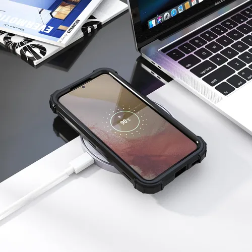Vista 7 de IDweel Funda para Galaxy S22 con protector de pantalla de vidrio templado, híbrida 3 en 1 a prueba de golpes, resistente, cubierta de policarbonato