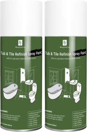 Vista 9 de Pintura en aerosol negra para bañera y azulejos 450ml*2 Pack, papel tapiz para baño, pintura en aerosol para azulejos de cerámica, vidrio, ventanas
