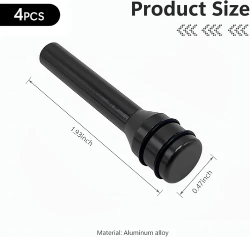 Vista 2 de Paquete de 4 pomos para cerradura de puerta de automóvil, 1.93 x 0.47 pulgadas, pasadores personalizados para cerradura de puerta interior, Negro