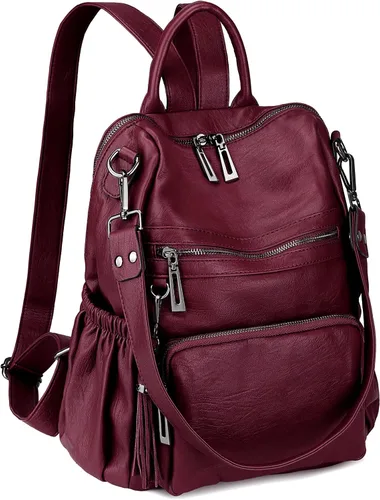 Vista 26 de Uromee Mochila de Viaje Monedero para Mujeres Cuero Vegano Damas Moda Borla Bolsa de Hombro Convertible, Grande, Mochilas Daypack
