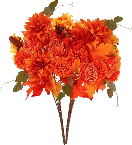 Vista 8 de Anna's Whimsy 2 flores artificiales de otoño, plantas artificiales de interior, decoración de otoño, ramo de flores de seda para decoración