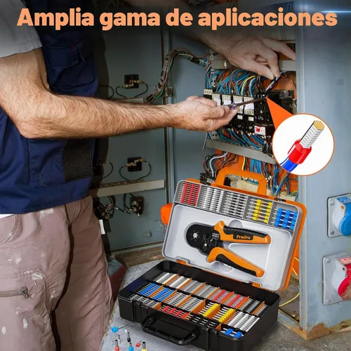 Vista 7 de Preciva Kit de herramientas de prensado de virola AWG23-10/0.25-6mm² con conectores de alambre de 19 tamaños, alicates de crimpado de alambre