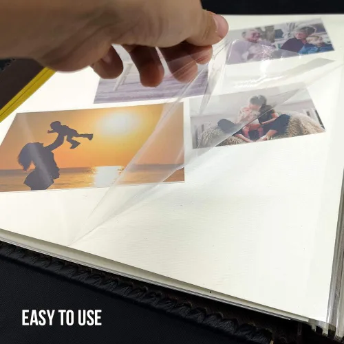 Vista 3 de Álbum de fotos Totocan con páginas autoadhesivas, gran álbum de fotos con páginas autoadhesivas, cubierta de cuero vintage, hecho a mano, álbumes