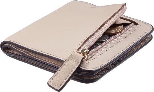 Vista 2 de Gostwo - Cartera compacta de piel genuina de lujo para mujer con bloqueo de RFID y ventana de identificación