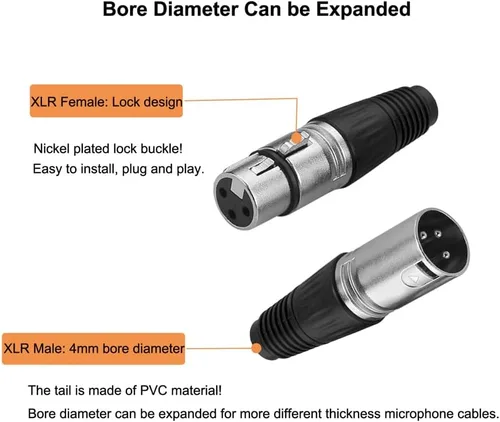 Vista 4 de 2 machos + 2 hembras 3 pines XLR tipo soldadura micrófono línea conector conector micrófono audio socket (paquete de 4)