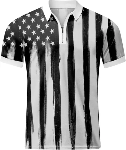 Vista 2 de Camiseta de manga corta con cremallera para hombre, diseño tribal al aire libre, camiseta ligera para hombre
