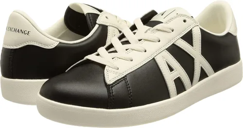 Vista 7 de AX ARMANI EXCHANGE Zapatos deportivos de cuero con logotipo para hombre, Blanco