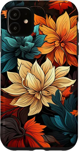 Vista 8 de Red and Orange Autumn Colors Fall Leaves Floral Pattern Case for iPhone 17