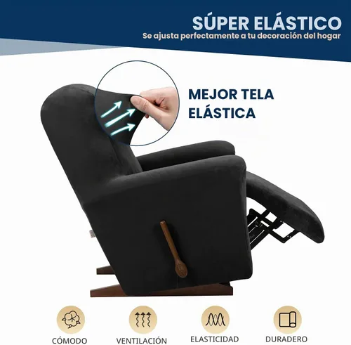 Vista 5 de Asnomy - Funda elástica para silla reclinable con bolsillos, 1 pieza (negro)