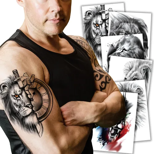 Vista 8 de Kotbs 6 hojas de tatuajes temporales realistas de animales realistas para hombres y mujeres, calcomanías de tatuaje impermeables para adolescentes