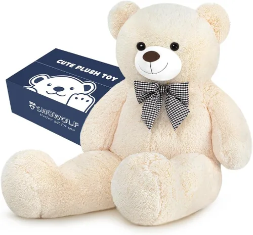 Vista 9 de SNOWOLF Oso de peluche gigante de 47 pulgadas, regalo para el Día de la Madre, oso de peluche gigante de 47 pulgadas, lindo oso suave de tamaño real