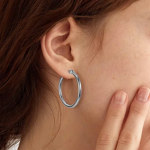 Vista 4 de Jstyle 3-4pares de aretes argollas de acero inoxidable, aro de 10mm-50mm para mujer