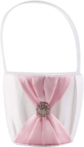 Vista 6 de Joyería de satén y cristal artificial para decorar la cesta de la niña de las flores de la boda (azul)